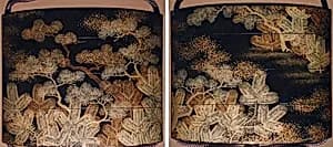 Case (Inrō) with Design of Young Pines Growing beside Gnarled Pine Trees by Unknown Artist
