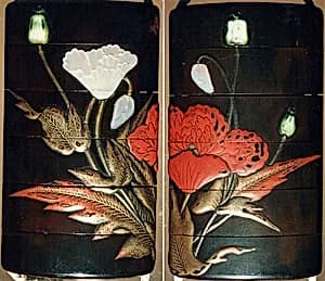 Case (Inrō) with Design of Flowering Poppies by Unknown Artist