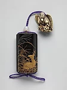 Case (Inrō) with Design of Eulalia Grass and Deer by Unknown Artist