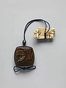 Case (Inrō) with Design of Cricket and Muskmelon Plants by Unknown Artist