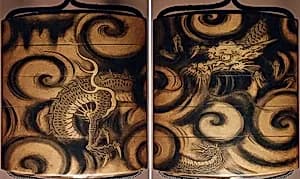 Case (Inrō) with Design of Dragon among Spiraling Clouds by Unknown Artist