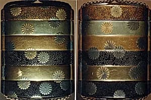 Case (Inrō) with Design of Scattered Pawlonia Blossoms by Unknown Artist