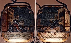 Case (Inrō) with Design of Sages Seated beside Table in Front of Screens by Unknown Artist