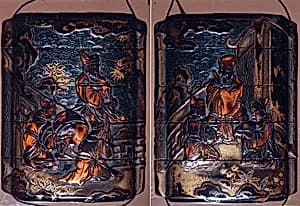Case (Inrō) with Design of Chinese Sages Playing Musical Instruments on a Verandah by Unknown Artist