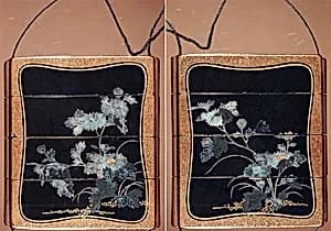 Case (Inrō) with Design of Flowering Chrysanthemums with Brocade Borders by Unknown Artist