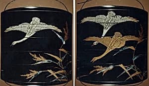 Case (Inrō) with Design of Geese and Reeds by Unknown Artist