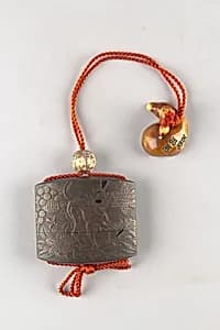 Case (Inrō) with Design of Monkey on Background of Flowers (obverse); Flowering Scrolls (reverse) by Unknown Artist