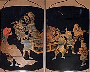 Case (Inrō) with Design of Dancer, Musicians and Drum by Unknown Artist