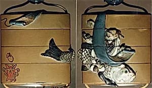 Case (Inrō) with Design of Kinkō Riding a Carp and Holding a Long Scroll by Unknown Artist