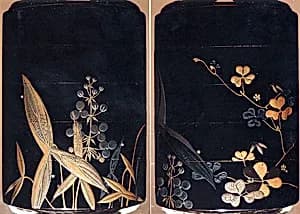 Case (Inrō) with Design of Arrowhead (Omodaka) (obverse); Clover (Mutsuba) (reverse) by Shibata Zeshin