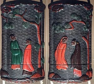 Case (Inrō) with Design of Chinese Persons Beneath Pine Trees and Clouds by Unknown Artist
