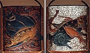 Case (Inrō) with Design of Various Fishes, Squid and Shells by Unknown Artist