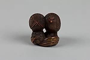 Netsuke of Quail with Millet by Unknown Artist