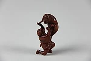 Netsuke of Ghost and Man on His Knees by Unknown Artist