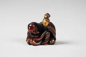 Netsuke of Octopus and Woman by Unknown Artist