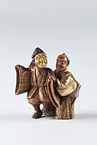Netsuke of Two Noh Dancers by Unknown Artist