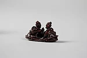 Netsuke of Two Figures Arm-Wrestling by Unknown Artist