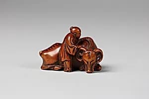 Netsuke of Ox and Herder by Unknown Artist
