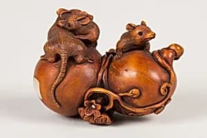 Netsuke of Gourd and Mice by Unknown Artist