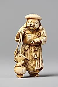 Netsuke of Figure of Daikoku with a Rat on His Mallet by Unknown Artist
