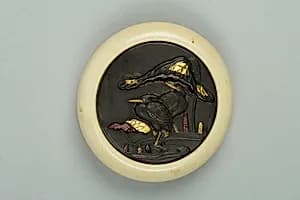 Netsuke of Cranes in a Lotus Pond by Unknown Artist