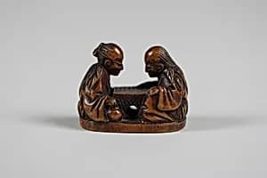 Netsuke of Figures Playing Go by Unknown Artist