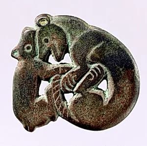 Garment Plaque with Leopard and Bear by Unknown Artist