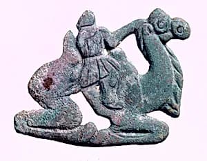 Belt Plaque in the Shape of a Bactrian Camel with Rider by Unknown Artist