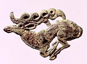 Garment Plaque in the Shape of Deer by Unknown Artist