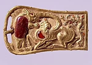 Belt Buckle with Ibex and Bear by Unknown Artist