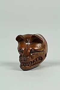 Netsuke of Fox Mask with Movable Jaw by Unknown Artist