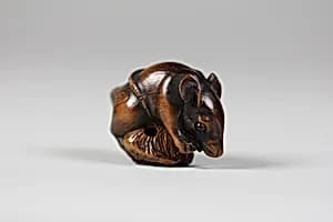 Netsuke of Rat Eating by Unknown Artist
