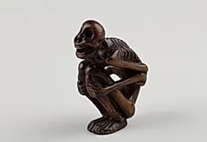 Netsuke of Crouching Figure of a Skeleton by Unknown Artist