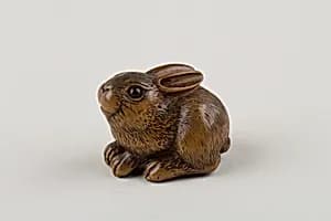 Netsuke of a Seated Hare by Minkō