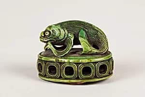 Netsuke of Fish on a Seal by Unknown Artist