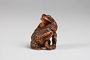 Netsuke of Two Frogs Wrestling by Unknown Artist