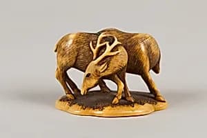 Netsuke of Two Deer by Unknown Artist