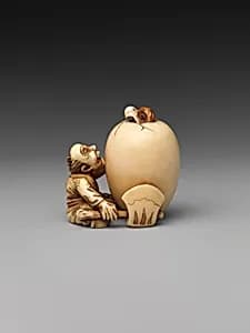 Netsuke of a Man and an Egg by Unknown Artist