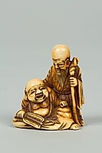 Netsuke of Hotai and Fukurokujin by Unknown Artist