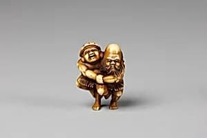 Netsuke of Daikoku and Fukurokuji by Unknown Artist