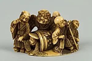 Netsuke with Group of Six Men by Unknown Artist