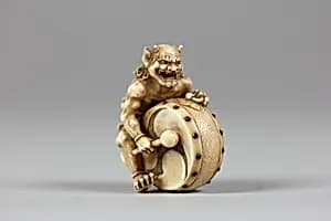Netsuke of Demon with a Drum by Unknown Artist