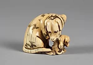 Netsuke of Dog and Puppy by Unknown Artist