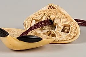 Netsuke in the form of a Clamshell Containing a Landscape by Unknown Artist