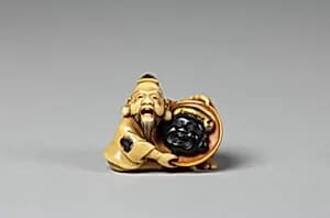 Netsuke of Daikoku with Hotei by Unknown Artist
