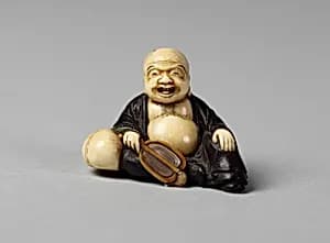 Netsuke of Hotei with a Fan by Unknown Artist