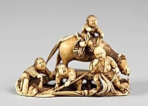 Netsuke of Group of Figures by Unknown Artist