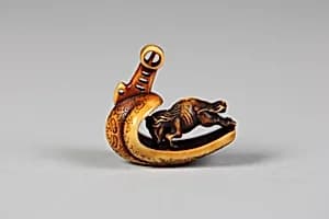 Netsuke of Horse in a Boat by Unknown Artist