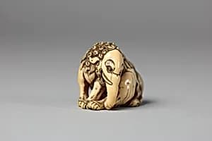 Netsuke of Seated Baku (mythical animal) by Unknown Artist