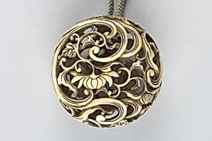Netsuke of Water and Chrysanthemum (Kikusui) by Unknown Artist